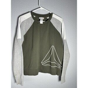 Vintage Reebok Large Logo Men’s Pullover Sweater Size M Green/Gray/White